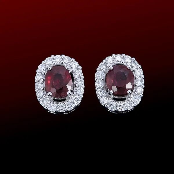 18K WG Thai Ruby Earrings