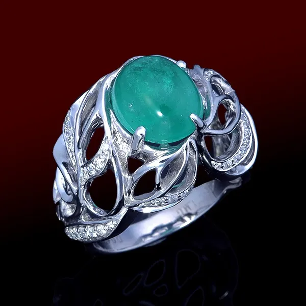 18K WG Colombian Emerald Ring