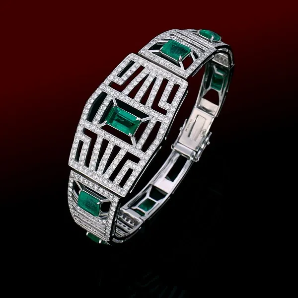 18K WG Colombian Emerald Bangle