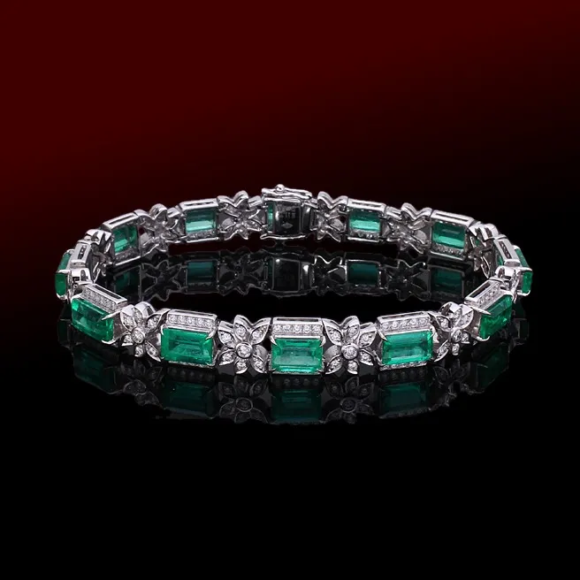 18K WG Colombian Emerald Bracelet